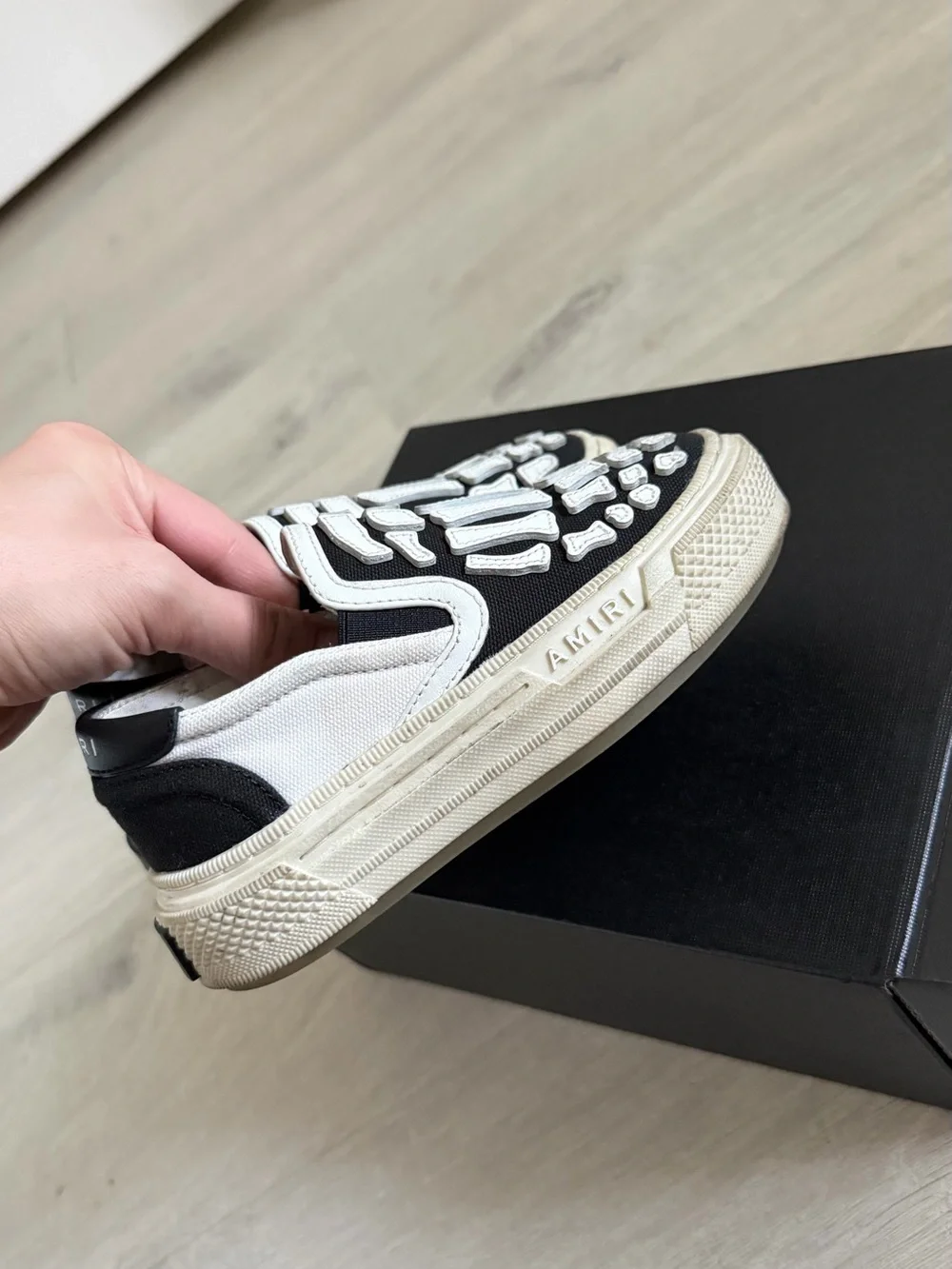 AMIRI Black Slip-On Sneakers with White Accent